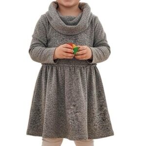 Old Navy Toddler Charcoal Grey Heathered Cowl Neck Knit Skater‎ Dress Size 3T